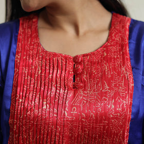  Plain Modal Silk Straight Kurta with Ajrakh Pintuck Patchwork 04 