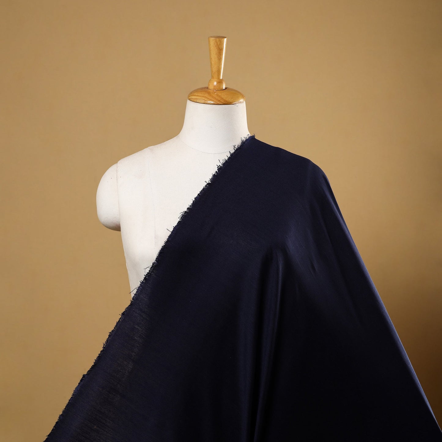 Blue Plain Slub Silk Fabric 