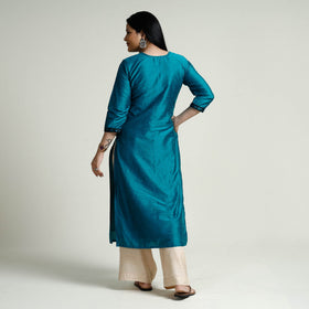  Plain Silk Long Kurta for Women