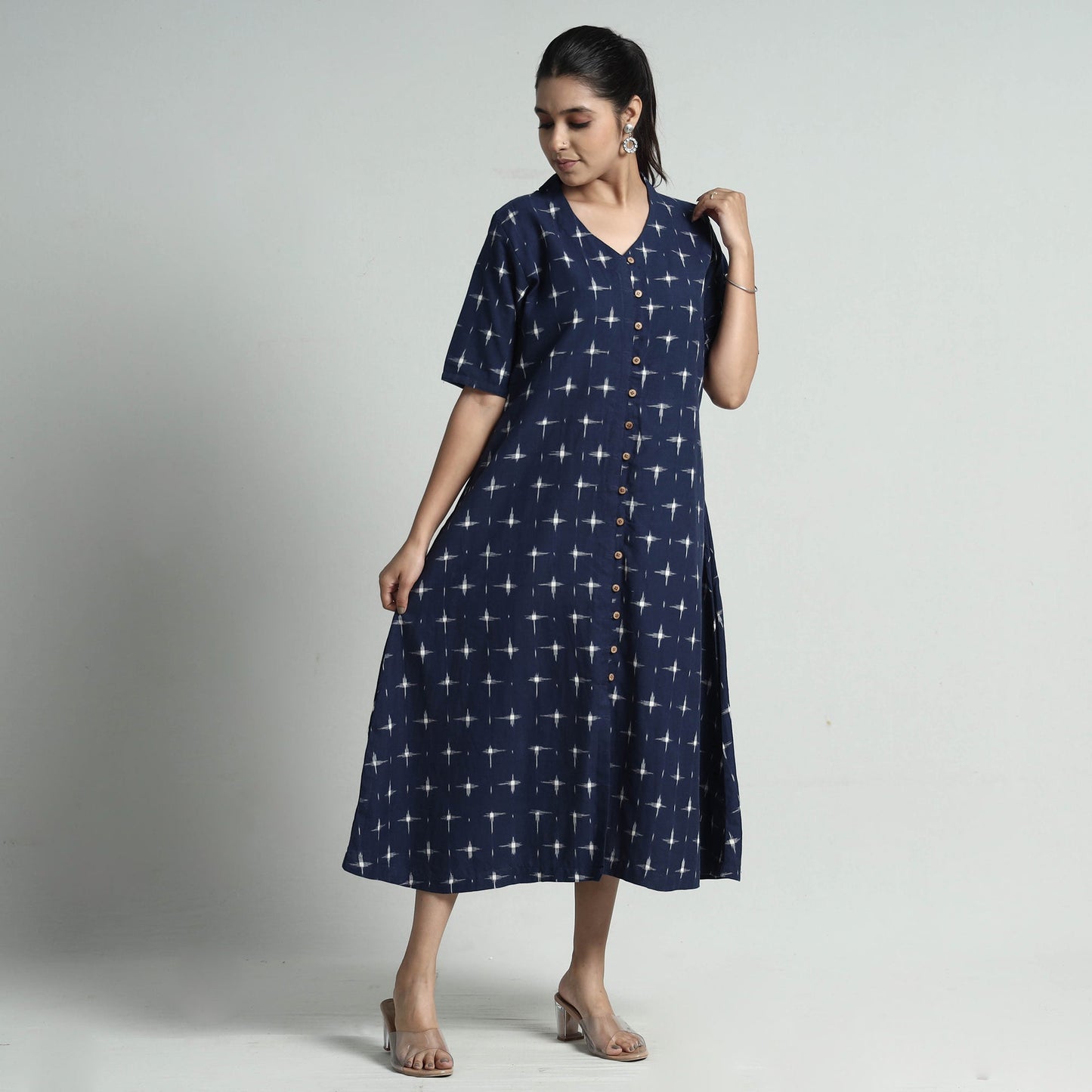  Pochampally Double Ikat Weave Cotton Dress Online l iTokri.com