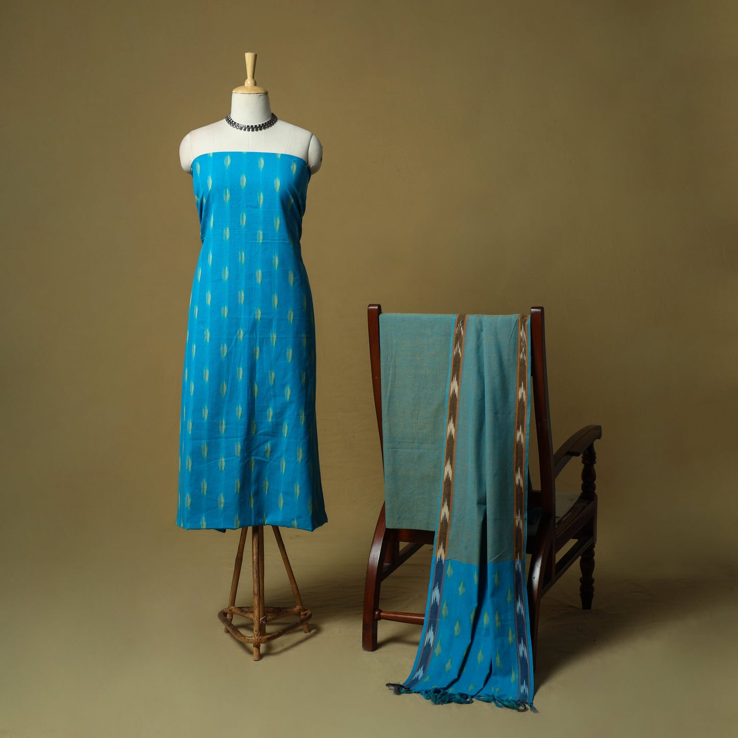 Pochampally ikat 3pc cotton unstitched dress material 19