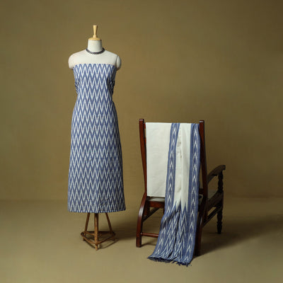 Pochampally ikat 3pc cotton unstitched dress material 51