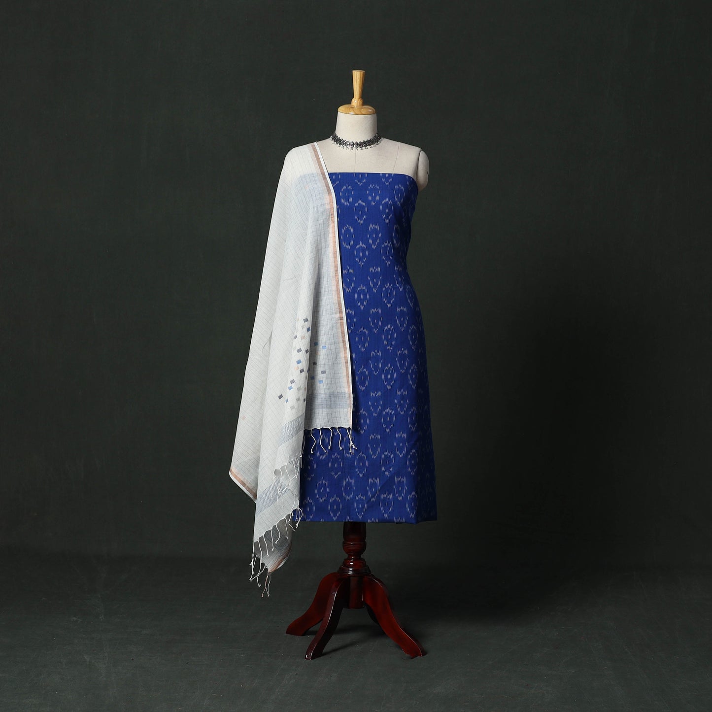 Pochampally ikat cotton 2pc unstitched dress material