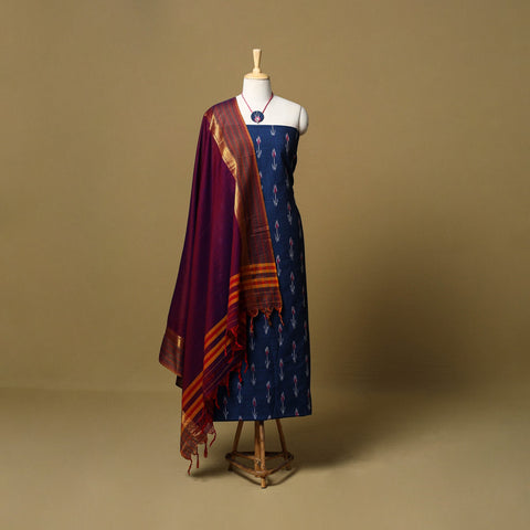 Pochampally ikat cotton 2pc unstitched dress material