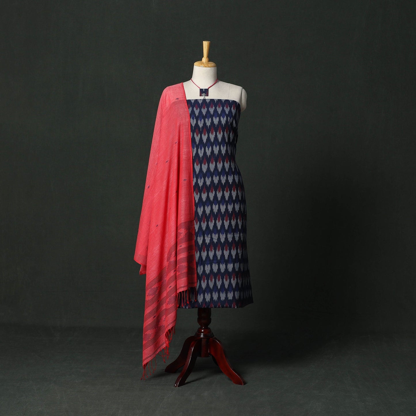 Pochampally ikat cotton 2pc unstitched dress material