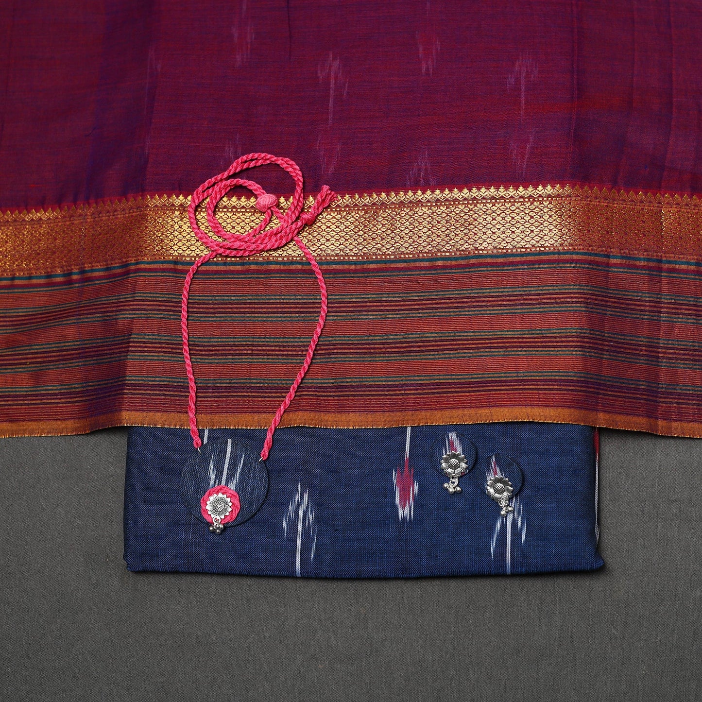 Pochampally ikat cotton 2pc unstitched dress material