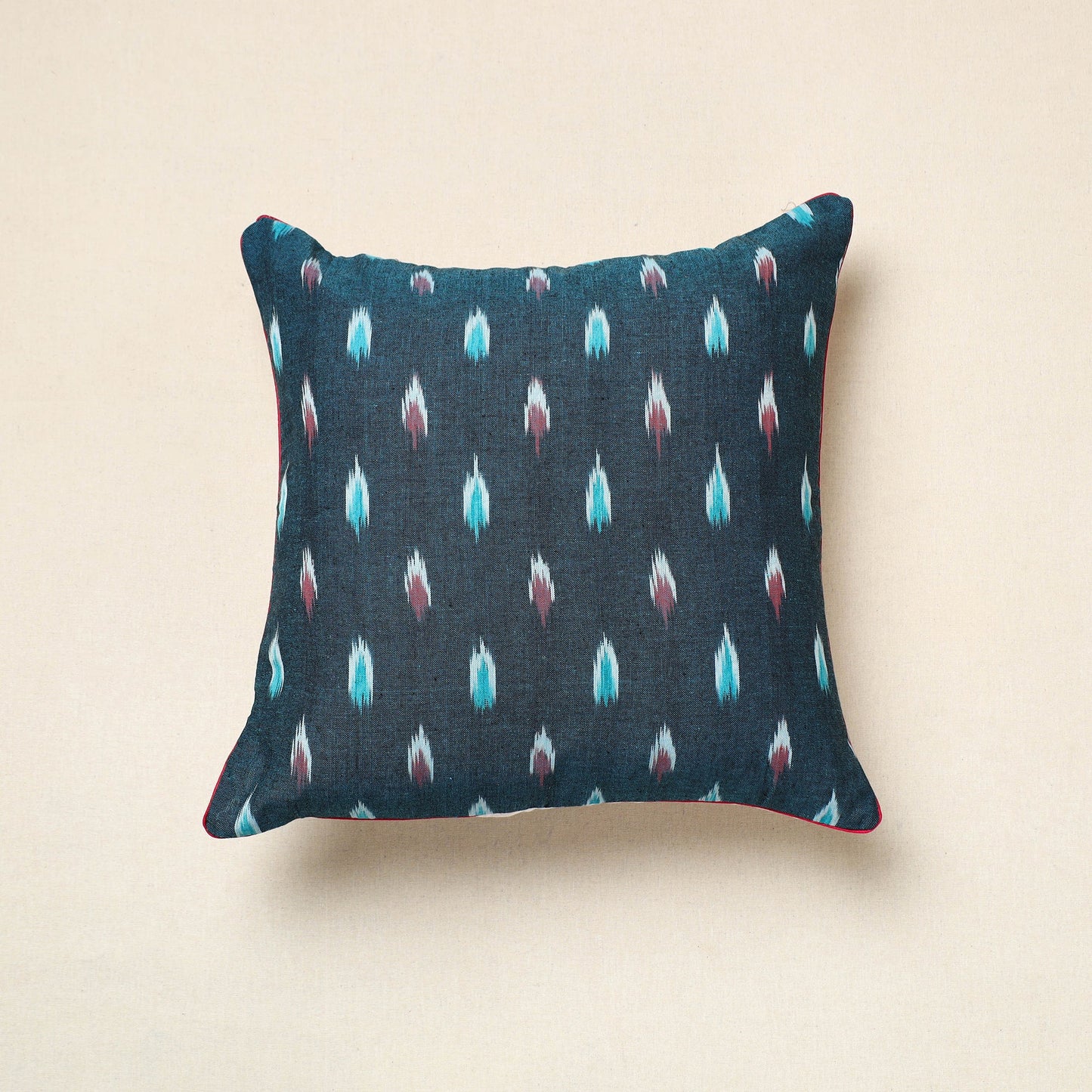 Blue Pochampally Ikat Cotton Cushion Cover (16 x 16 in) 14