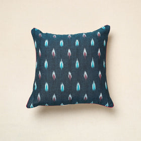 Blue Pochampally Ikat Cotton Cushion Cover (16 x 16 in) 14