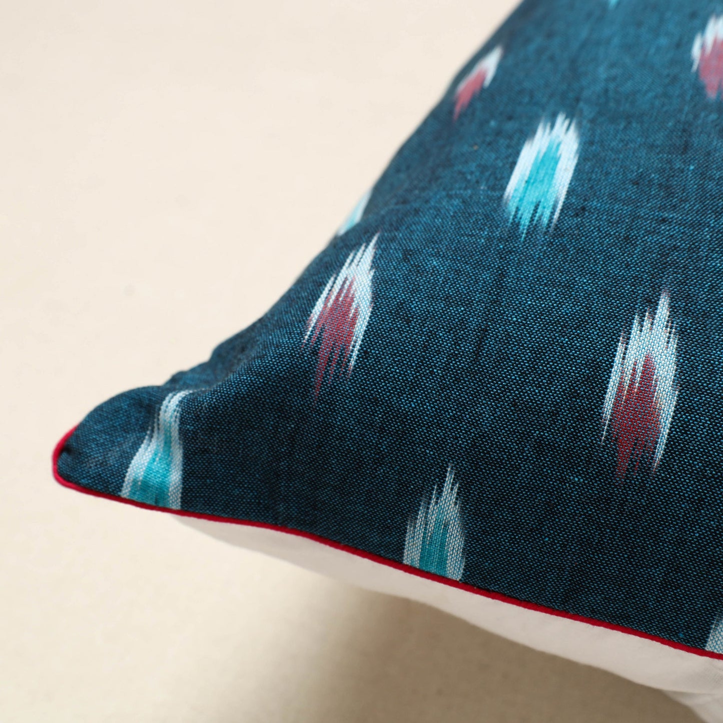 Blue Pochampally Ikat Cotton Cushion Cover (16 x 16 in) 14