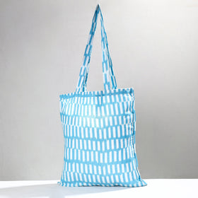 Blue Pochampally Ikat Cotton Fabric Shopping Bag