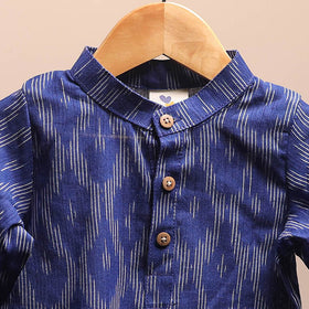 Blue - pochampally ikat cotton kids kurta (6-12 months) 06