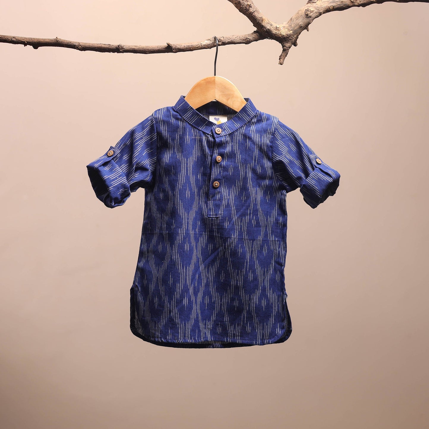 Blue - pochampally ikat cotton kids kurta (6-12 months) 06