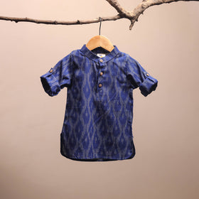 Blue - pochampally ikat cotton kids kurta (6-12 months) 06