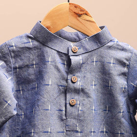 Blue - pochampally ikat cotton kids kurta (6-12 months) 35