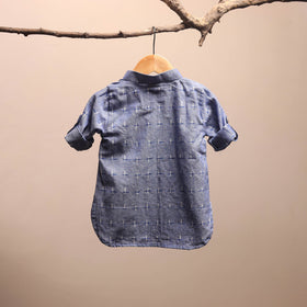 Blue - pochampally ikat cotton kids kurta (6-12 months) 35