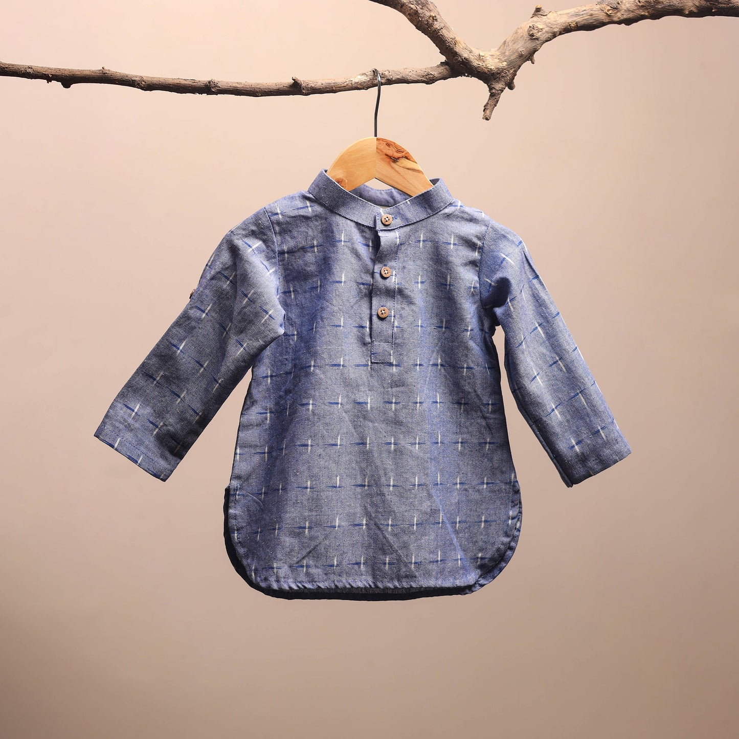 Blue - pochampally ikat cotton kids kurta (6-12 months) 35