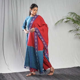 Blue - pochampally ikat cotton kurta with palazzo & dupatta