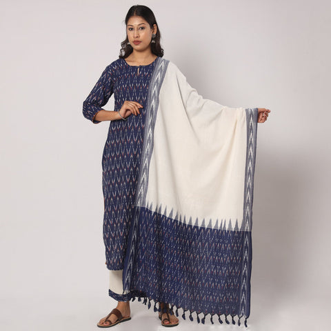 Blue - pochampally ikat cotton kurta with palazzo & dupatta