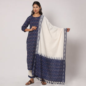 Blue - pochampally ikat cotton kurta with palazzo & dupatta
