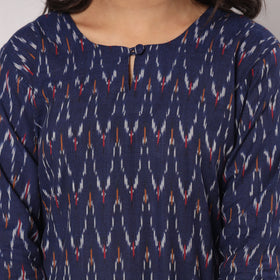 Blue - pochampally ikat cotton kurta with palazzo & dupatta