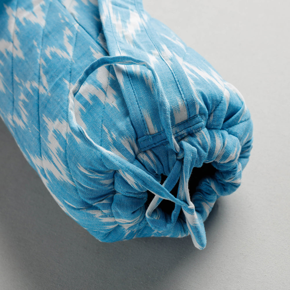 Blue Pochampally Ikat Cotton Quilted Yoga Mat Bag 