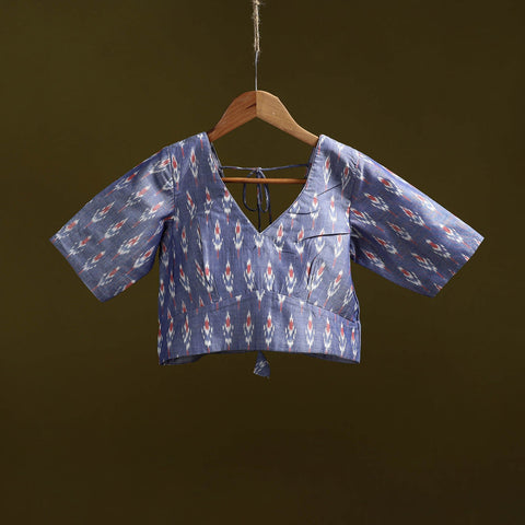 Pochampally ikat cotton readymade blouse 10 - handcrafted