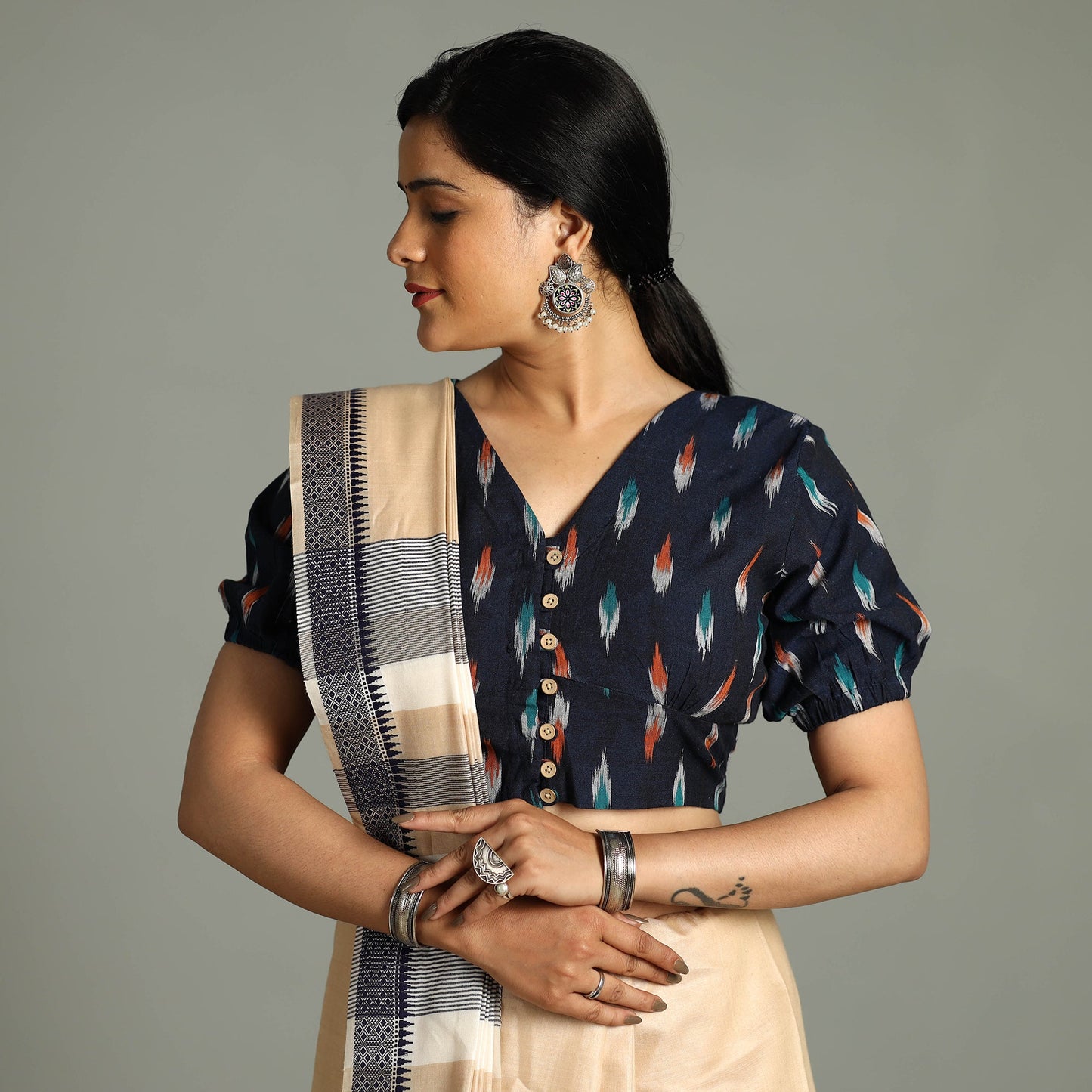 pochampally ikat stitched blouse 