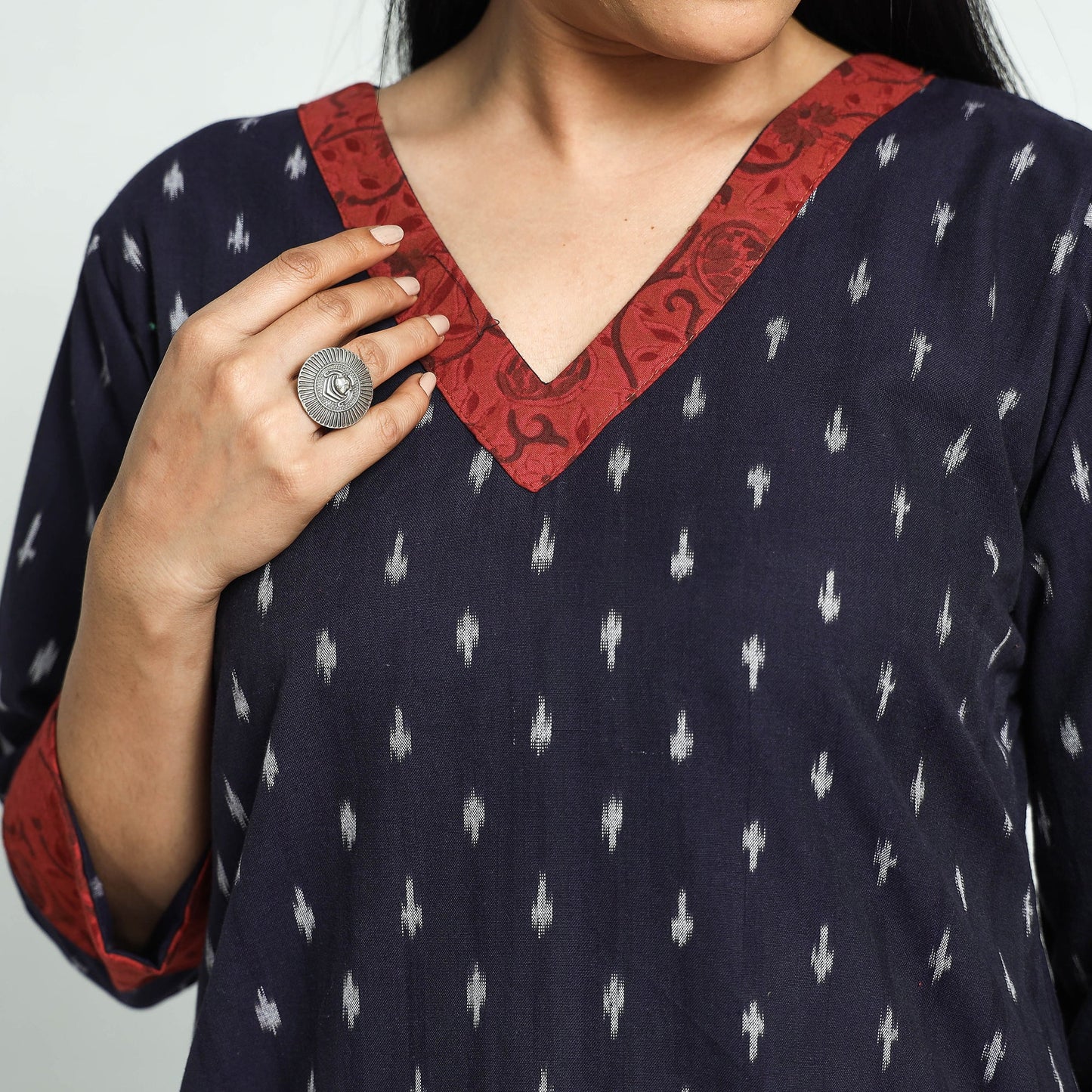 Blue Pochampally Ikat Cotton Straight Kurta