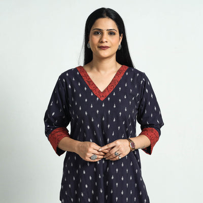 Blue Pochampally Ikat Cotton Straight Kurta