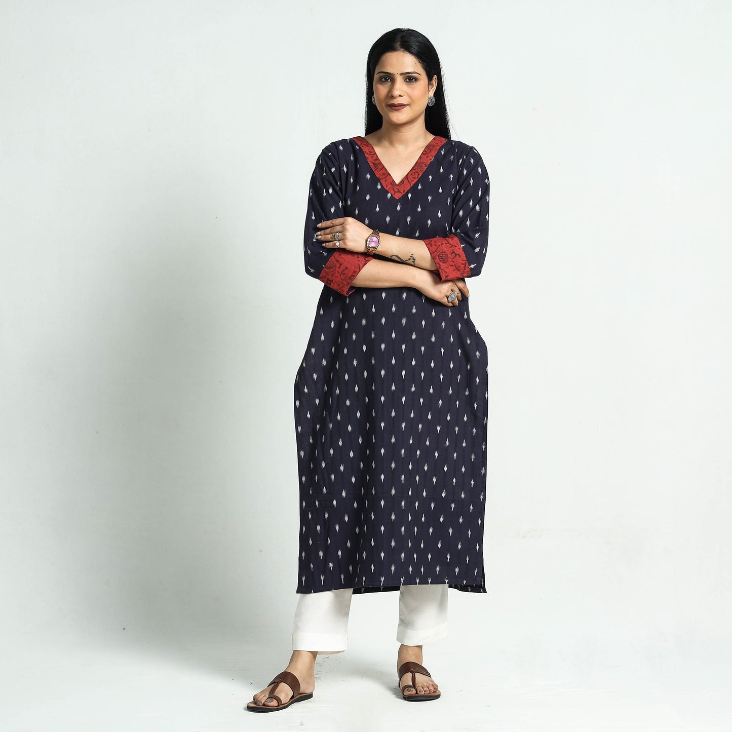 Blue Pochampally Ikat Cotton Straight Kurta