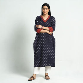 Blue Pochampally Ikat Cotton Straight Kurta