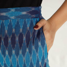Ikat Cotton Blue Tapered Casual Pant for Women 