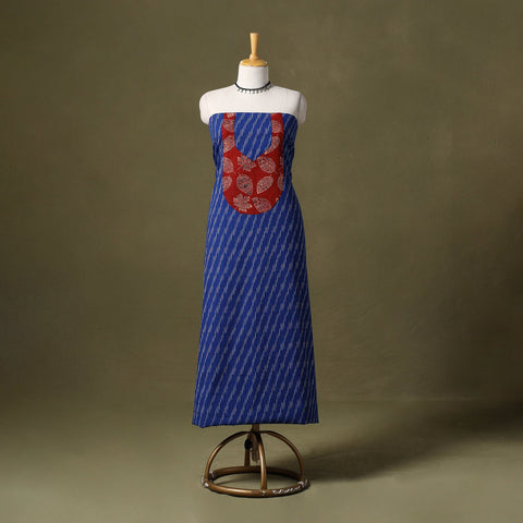 Blue Pochampally Ikat Cotton Unstitched Kurta Material