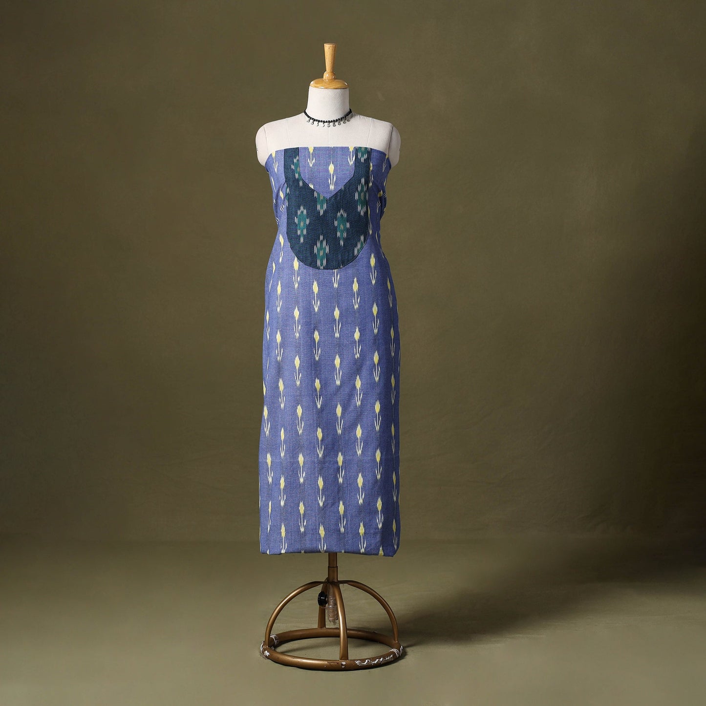 Blue - pochampally ikat cotton unstitched kurta material