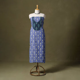Blue - pochampally ikat cotton unstitched kurta material