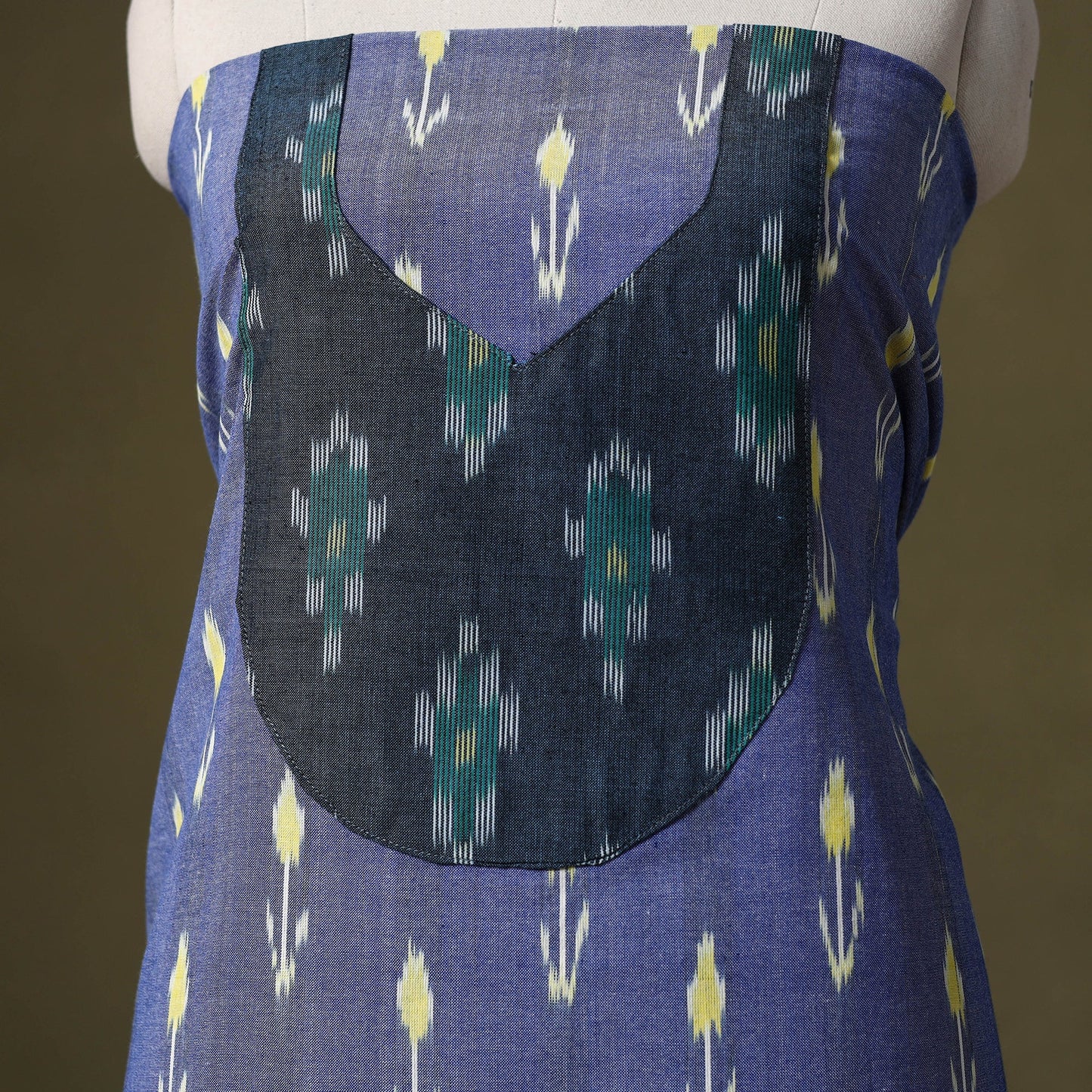 Blue - pochampally ikat cotton unstitched kurta material