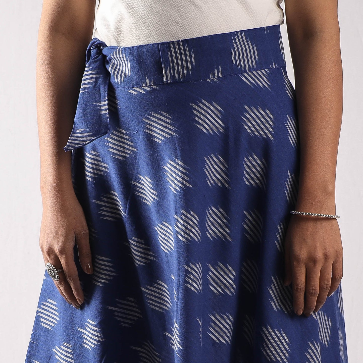 Blue - pochampally ikat cotton wrap around skirt