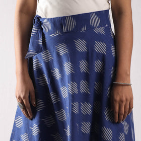 Blue - pochampally ikat cotton wrap around skirt
