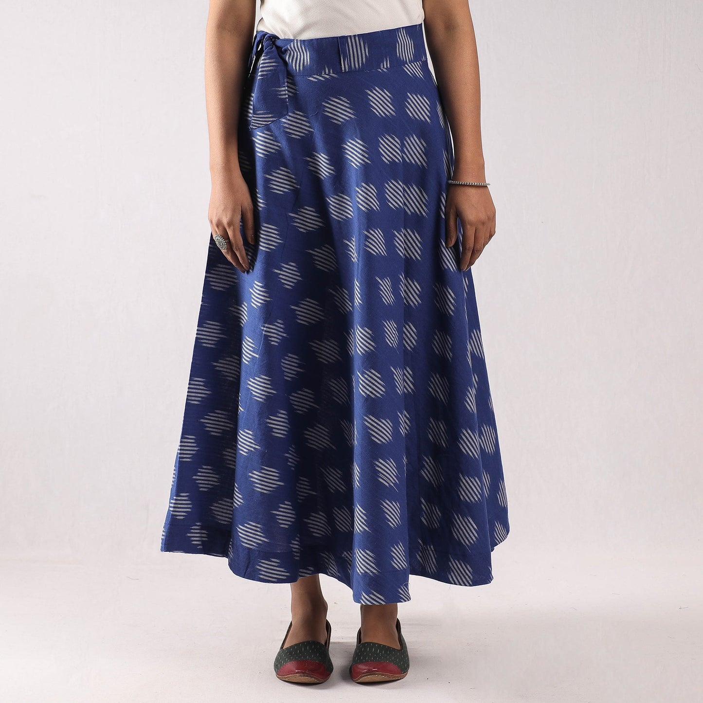 Blue - pochampally ikat cotton wrap around skirt