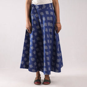 Blue - pochampally ikat cotton wrap around skirt