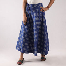 Blue - pochampally ikat cotton wrap around skirt