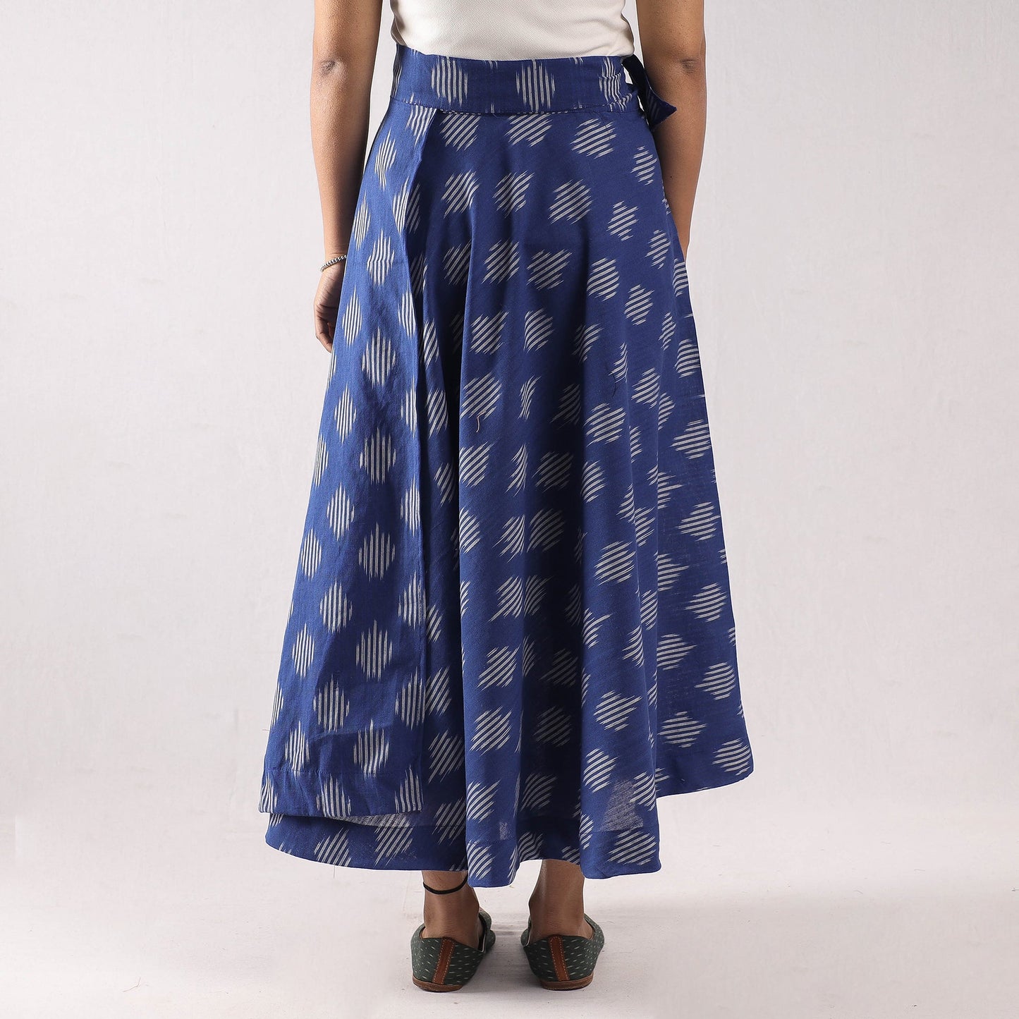 Blue - pochampally ikat cotton wrap around skirt