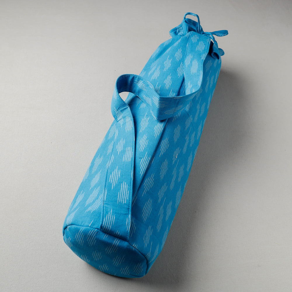 Blue Pochampally Ikat Cotton Yoga Mat Bag 
