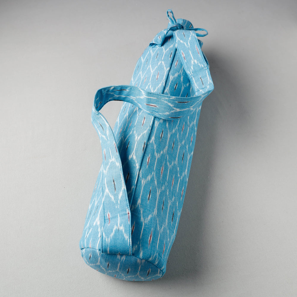 Blue Pochampally Ikat Cotton Yoga Mat Bag 