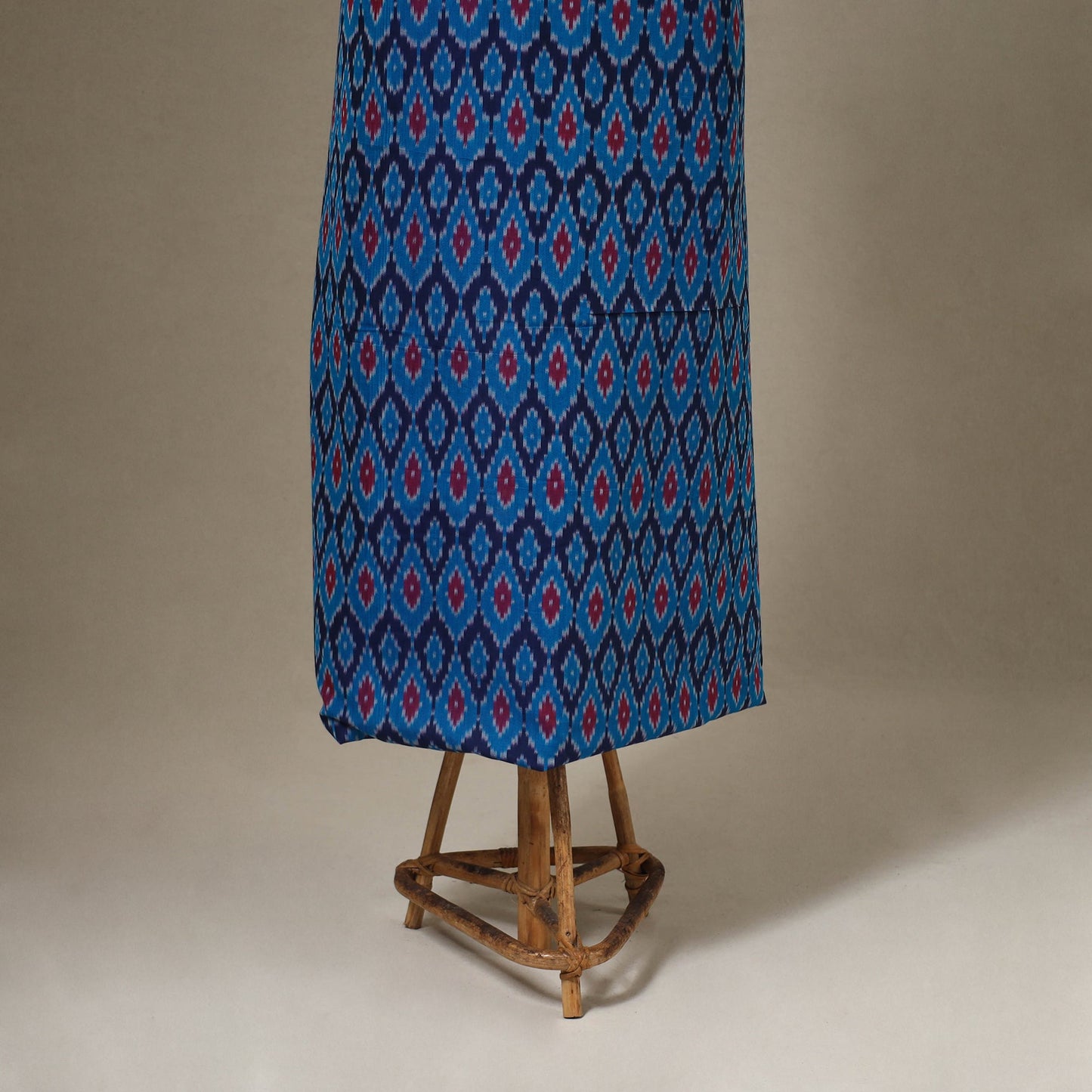 Blue Pochampally Ikat Handloom Dress Material with Jewellery Set