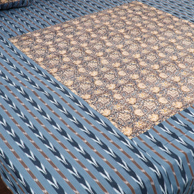 Pochampally Ikat with Kalamkari Patch Cotton Bedsheet Set