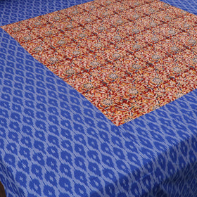 Blue - pochampally ikat with kalamkari patch cotton