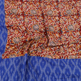 Blue - pochampally ikat with kalamkari patch cotton
