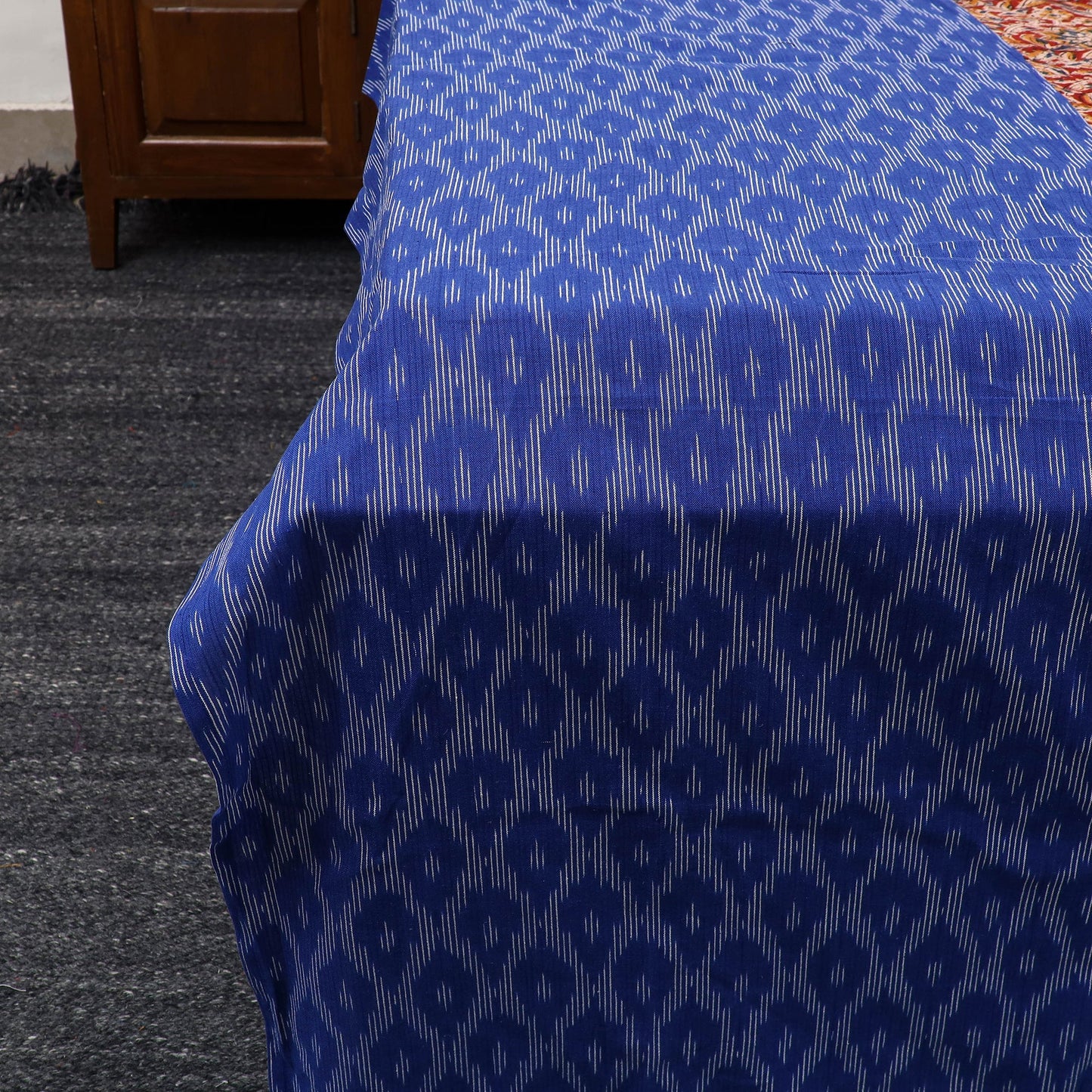 Blue - pochampally ikat with kalamkari patch cotton