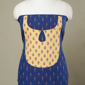 Buy Blue Pochampally Ikat Patchwork Cotton Kurta Material